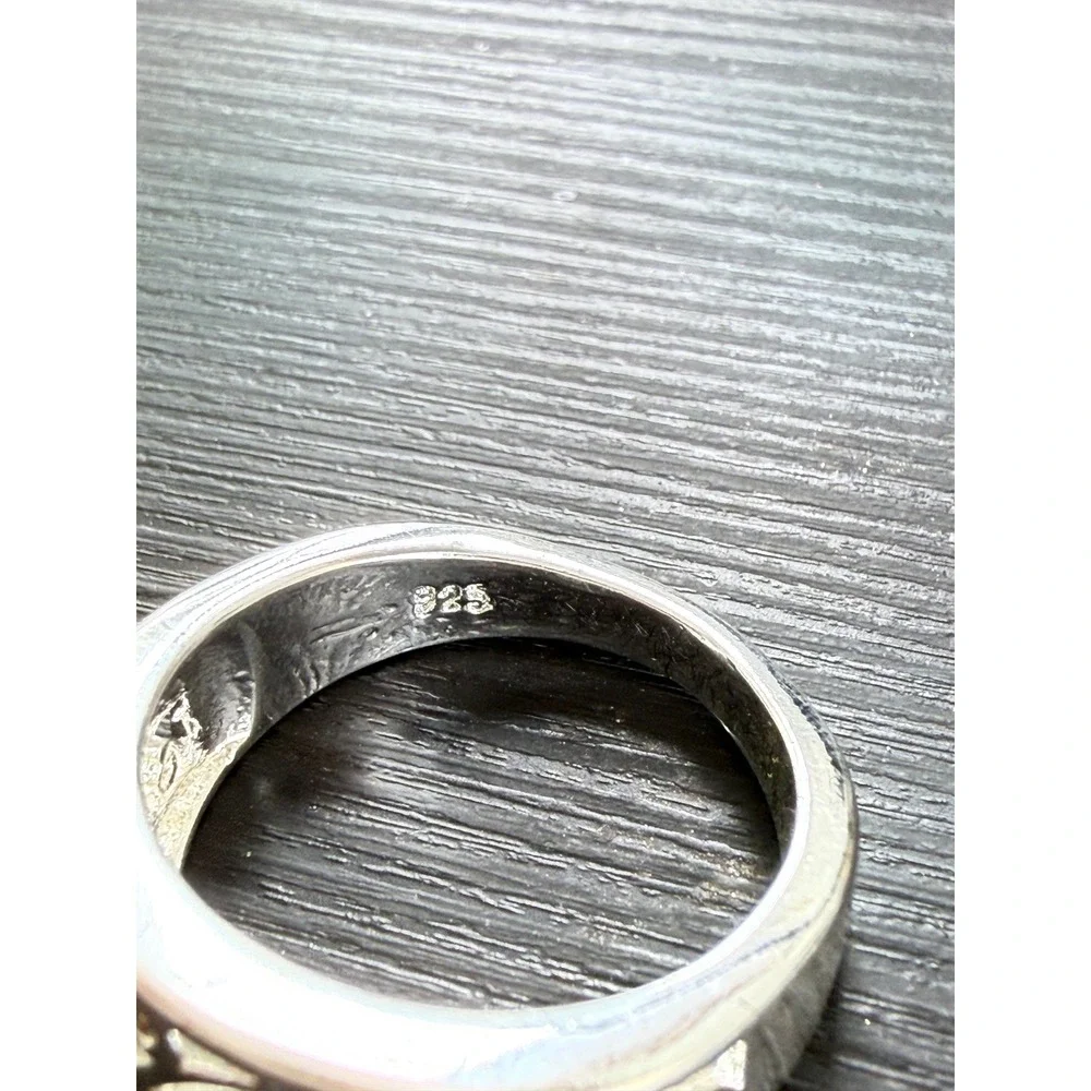 Filigree Band Ring Womens Size 9 Silver 925 Cubic Zirconia Scroll